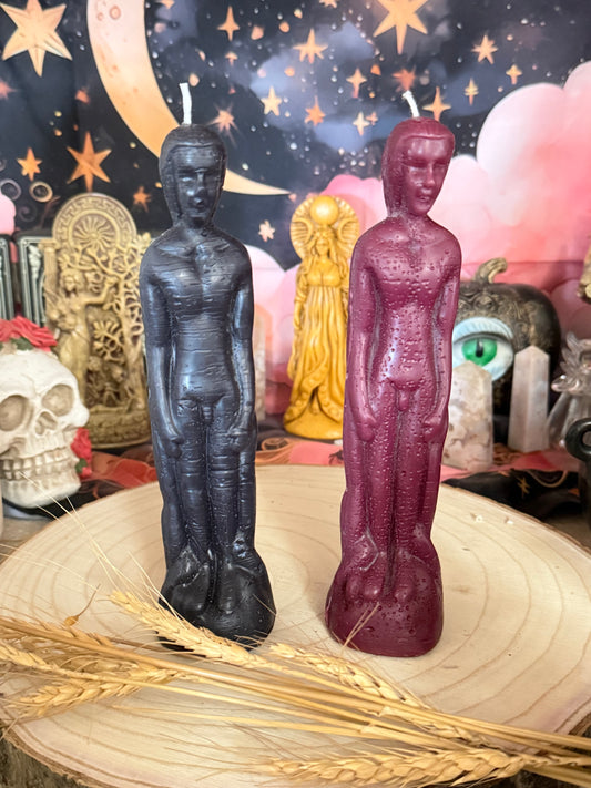 🜂 Masculine Figure Candle — Red or Black (Beeswax)