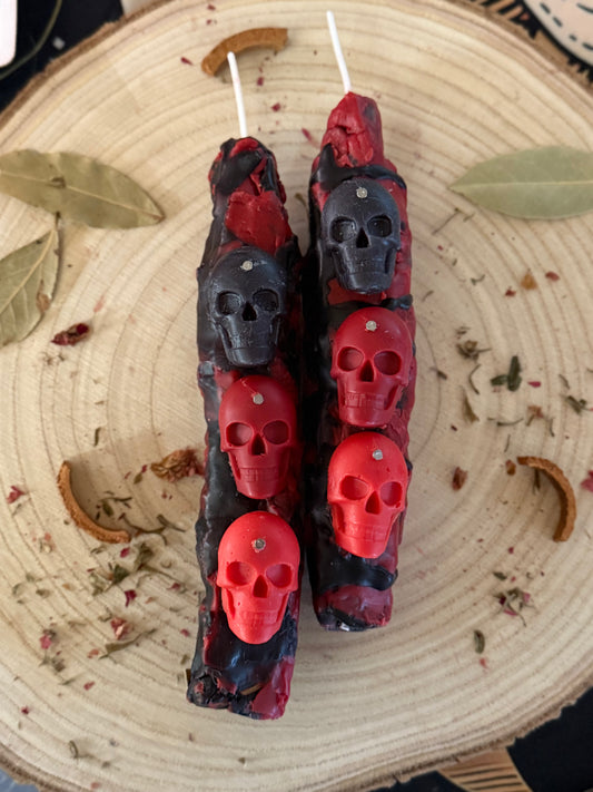 🌹 The Crimson Altar Piece: Dual Skull Pillar Set
