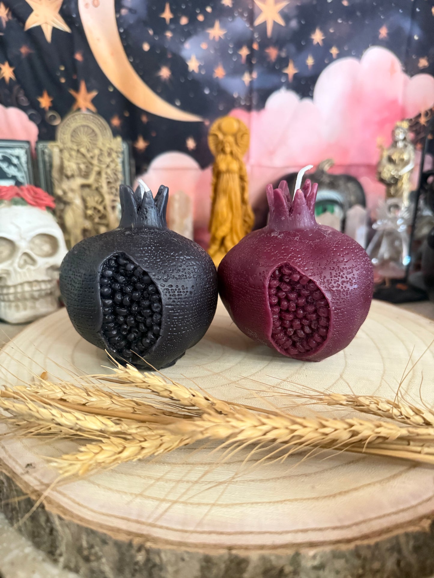 Persephone’s Descent & Return – Beeswax Pomegranate Candle